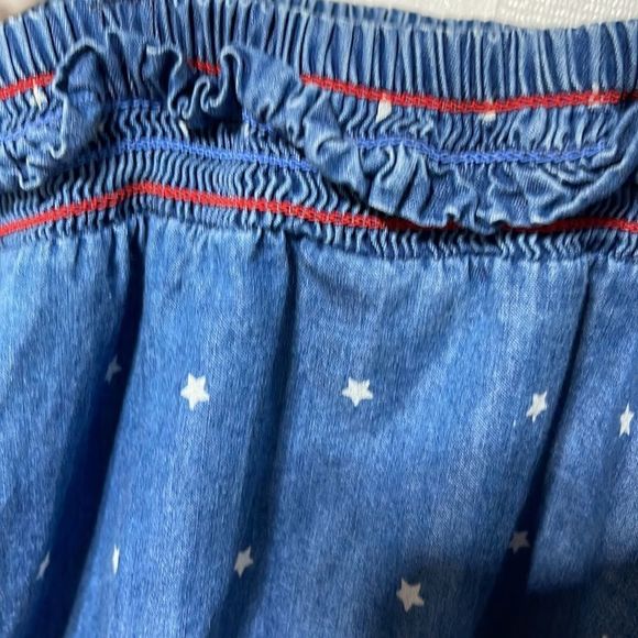 Cat & Jack Blue Chambray Sleeveless Romper with Red Trim and White Stars 6/6X - Picture 13 of 13